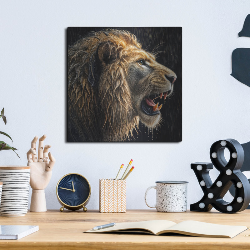 Art mural en métal Ebern Designs «Roar Of The Storm» par Rey Klimt, 12" H x 12" W