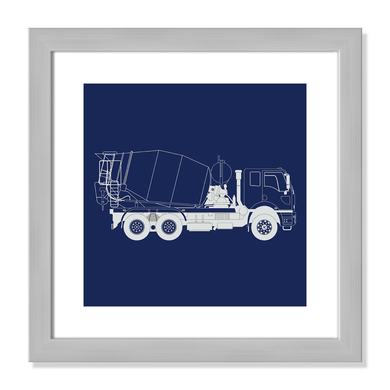 Camions Camions 1, art encadré, H 16 po x l 16 po x P 0,6 po, Encadré plat argent