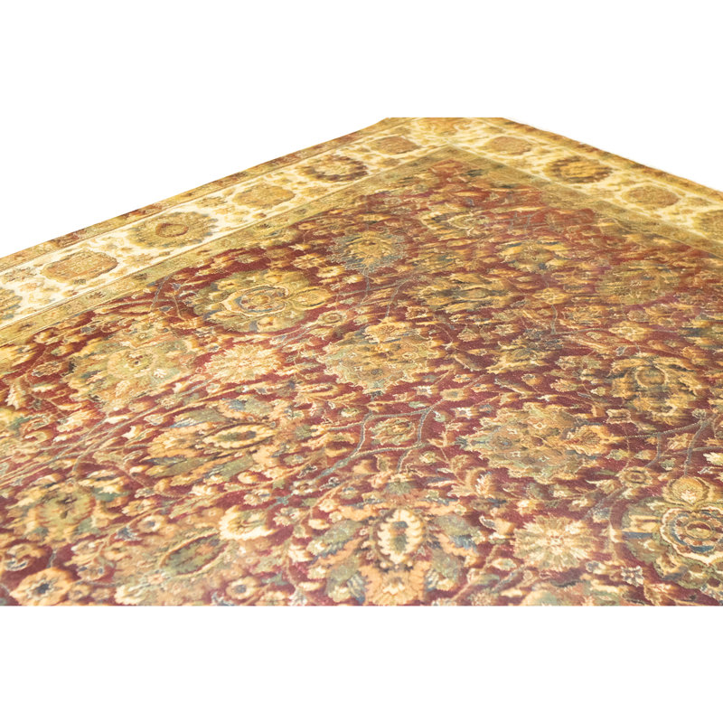 Hand Knotted Wool Oriental Area Rug in Red And Cream