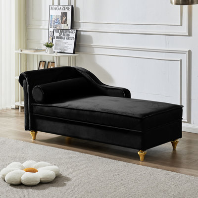 Chaise longue moderne avec revêtement en velours (noir)