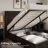 QUEEN SIZE WINGBACK PLATFORM LIFT UP STORAGE BED IN BEIGE VELVET-5935853-5935863