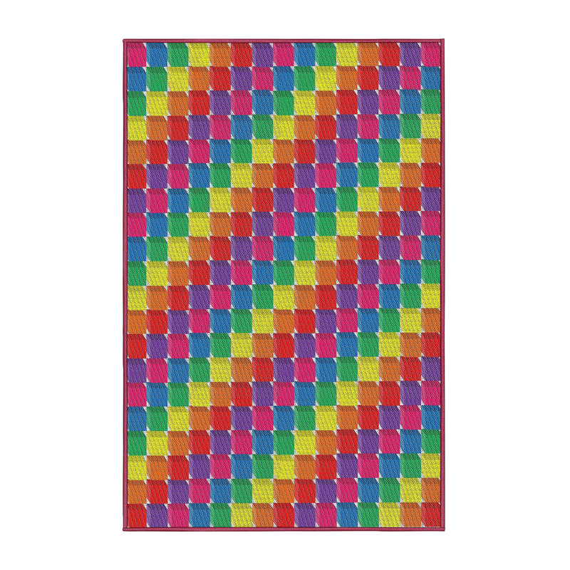Rouge/vert/bleu à motif géométrique Rebello Tapis décoratif, Rectangle 2 pi x 3 pi