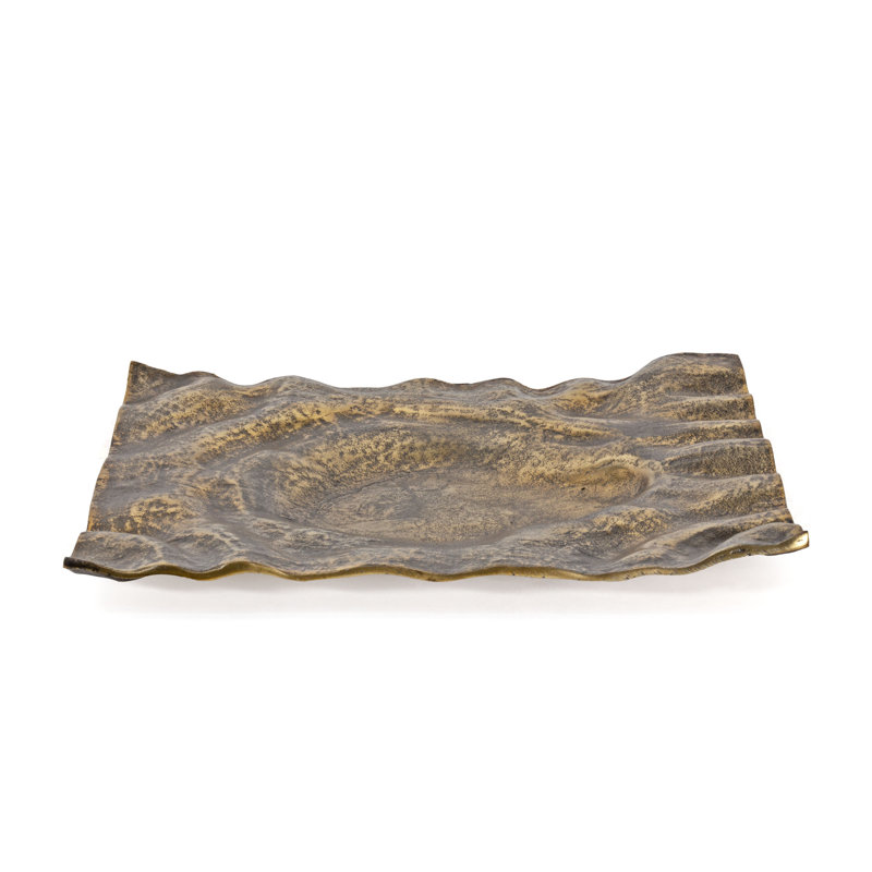 Amaya Aluminum Decorative Tray, 2" H x 16" W x 16" D, Gold