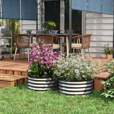 2 lits de jardin surélevés galvanisés - Jardinières d'extérieur sécurisées pour fleurs, herbes et légumes