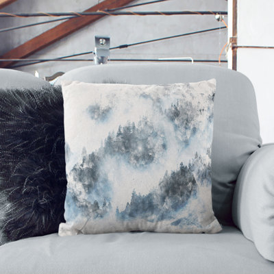 Wolf in a Winter Forest Watercolour Cushion with Filling