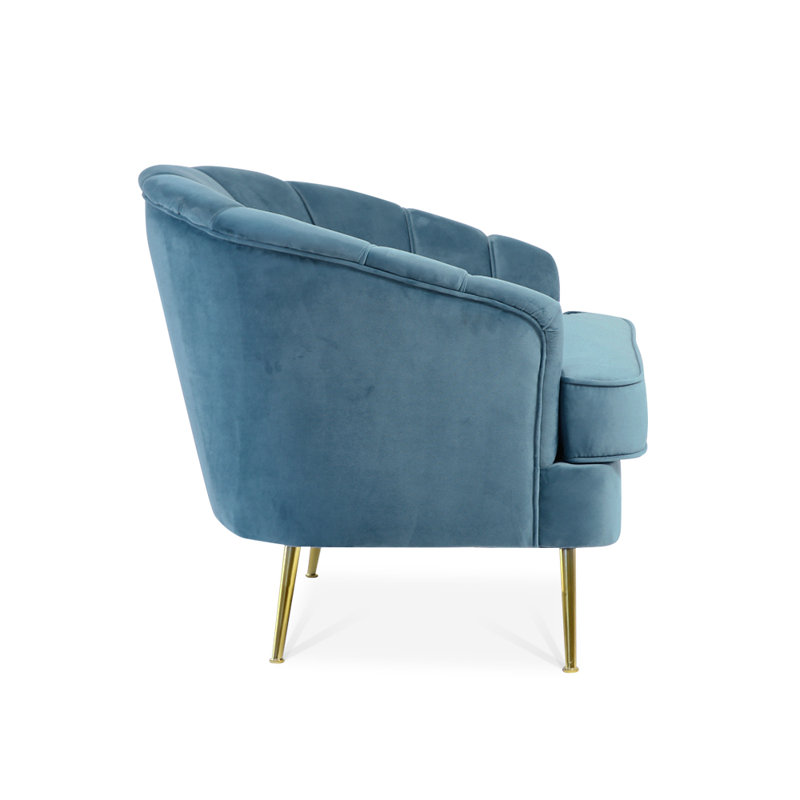 Acevedo Velvet Barrel Chair, Blue