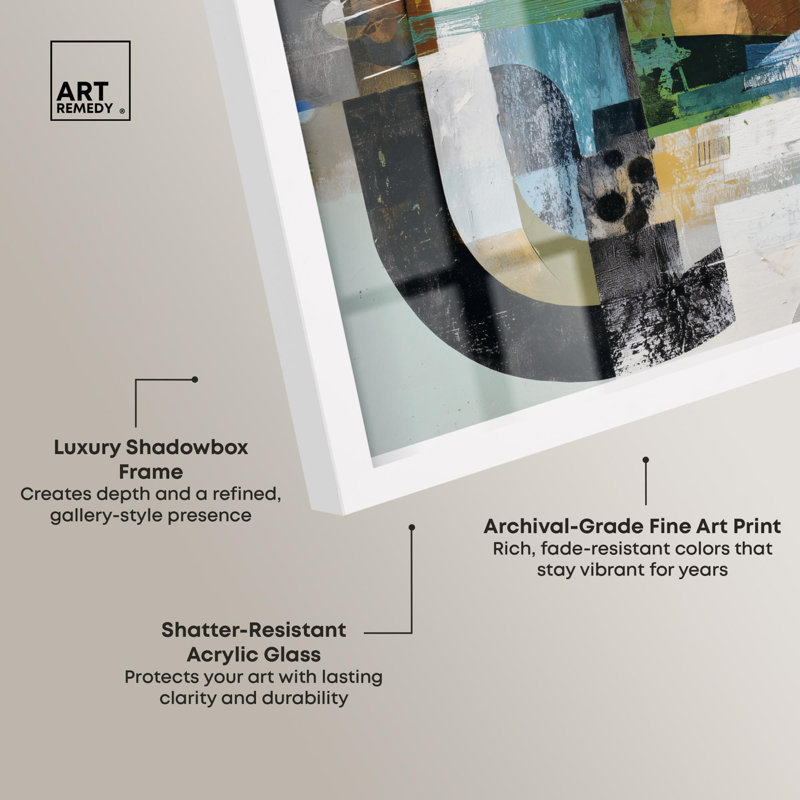 Art mural moderne Tectonic Plates III Shadowbox par Art Remedy, cadre blanc, 13 x 13, H 13 po x l 13 po, Cadre blanc