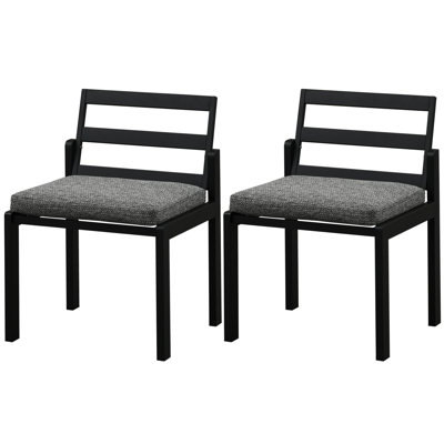 Ensemble de 2 chaises de patio avec coussin amovible, dossier ergonomique à 105 °, structure en métal robuste, résistant aux intempéries, noir