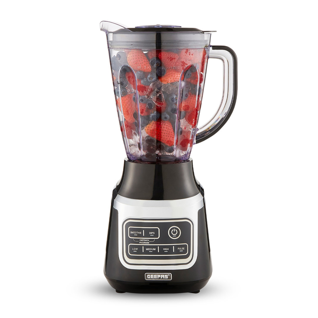 GEEPAS Professional Blender 900W, 1.5L BPA Free Container Stainless Steel Blades Jug Blender Smoothie Maker with 2 Automatic Programs; Smoothie, Dip,