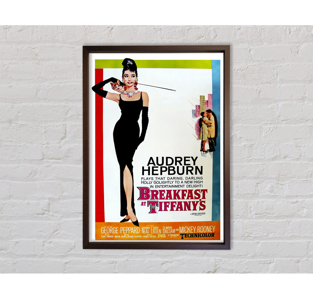 Audrey Hepburn Breakfast At Tiffanys Poster - Einzelner Bilderrahmen Kunstdrucke auf Leinwand