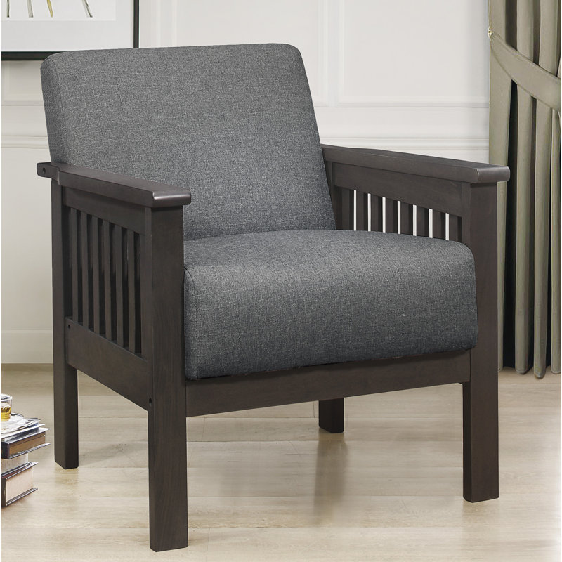 Hargaden Upholstered Armchair, Gray Polyester