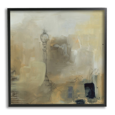 Stupell Industries Mysterious Abstract Town Scenery Street Light Scribbles By Ruth Fromstein - Floater Frame Painting O In Midnight Black Framed Giclee