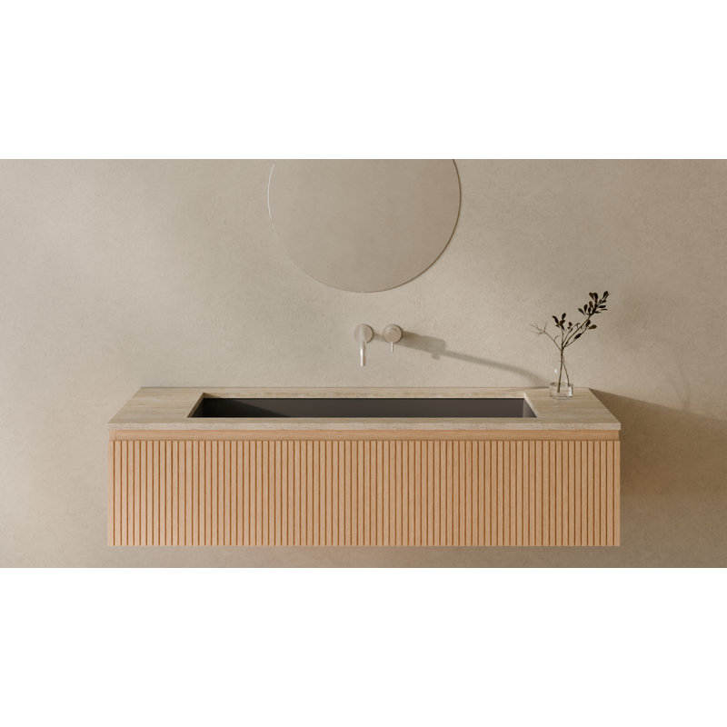 Lavabo de salle de bain encastré en résine 48 po x 16,1 po Badeloft UB-04-XL-MBLK, Noir mat