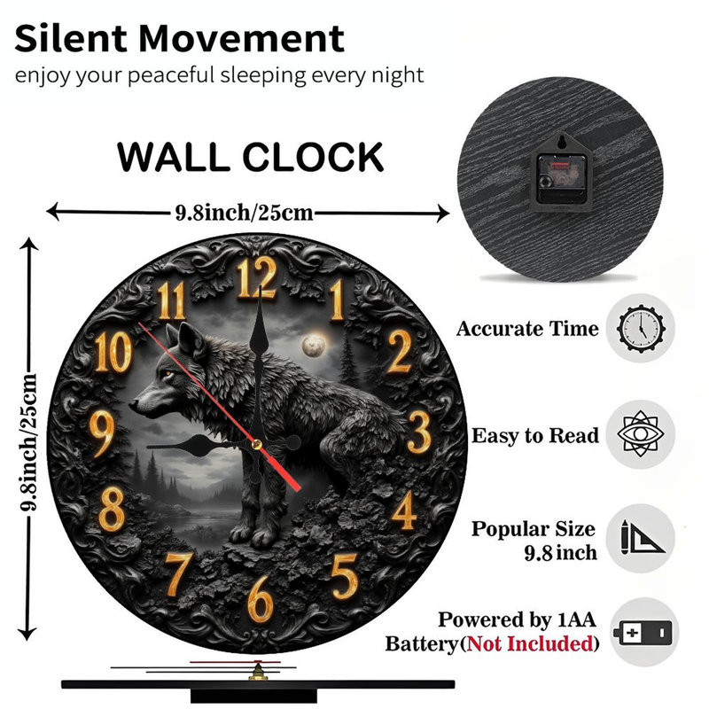 Horloge à thème loup