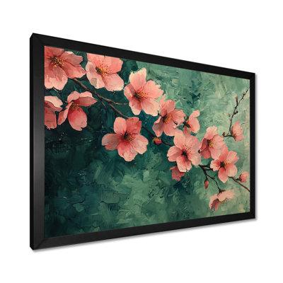 Fleurs de cerisier au réalisme vert printanier - art mural sur toile Cherry Blossom