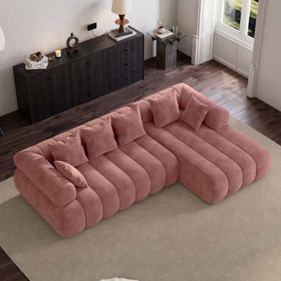 111‘’W Oversized Sectional Sofa Channel Tufted L-Shaped Compression Couch
