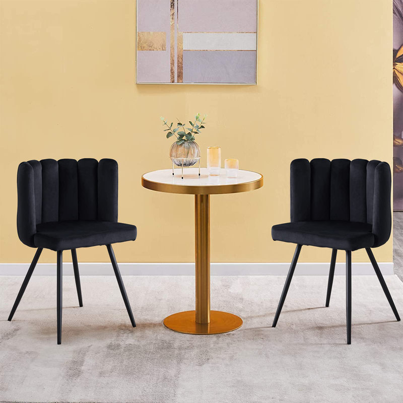 Lawnton Velvet Upholstered Parsons Chair, Black