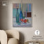 Bouteilles bleues et vertes et oranges, art campagnard par Art Remedy-104331813-104331819