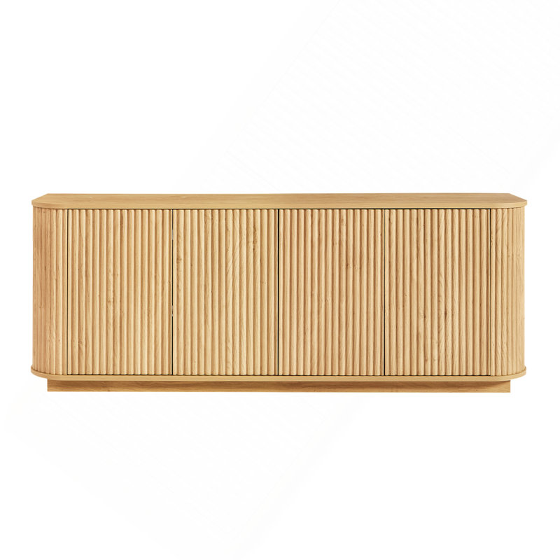 Armoire de rangement en bois, buffet à motif de vagues, meuble télé à rayures verticales pour le vestibule de la cuisine