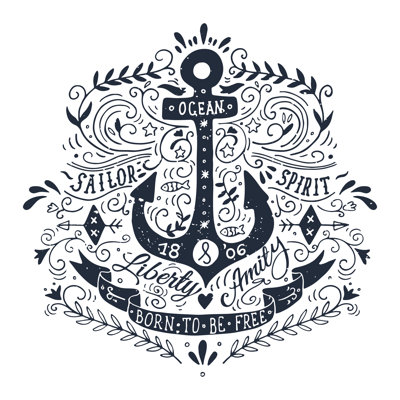 Anchor And Lettering by Julia_Henze - Wrapped Canvas Print