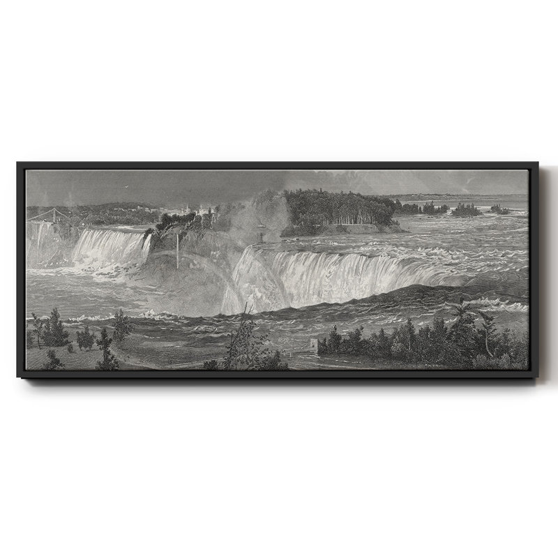 Niagara - reproduction de cadre flottant sur toile, Noir, H 20 po x l 50 po x P 1,5 po