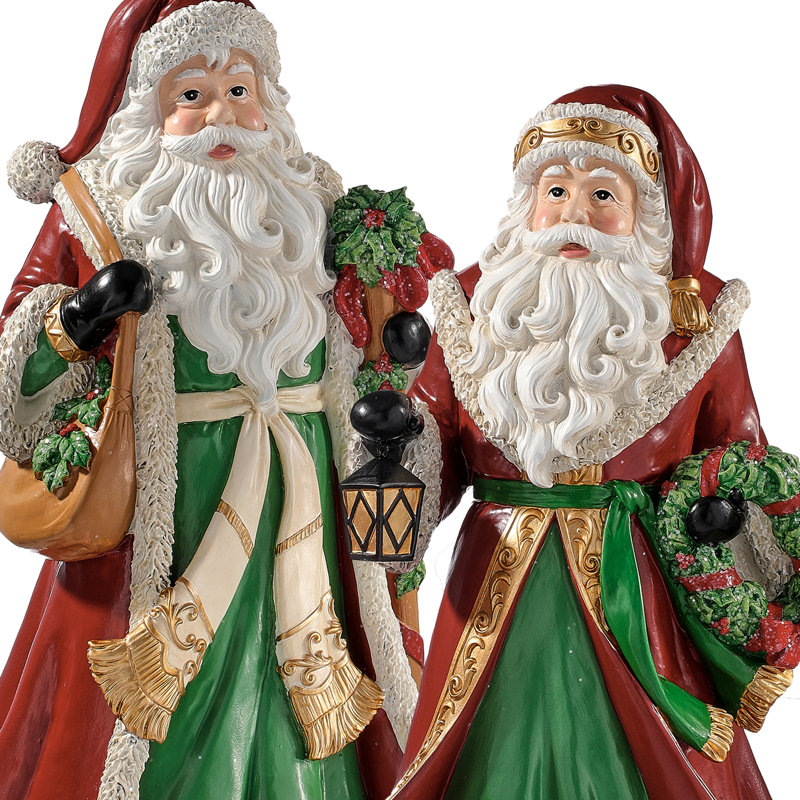 Père Noël en résine 14,5 po avec couronne et bâton 
