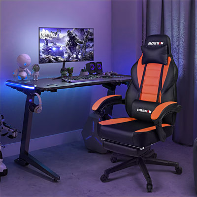Chaises de jeu BOSIN avec repose-pieds, chaises de jeu d'ordinateur ergonomiques avec support lombaire