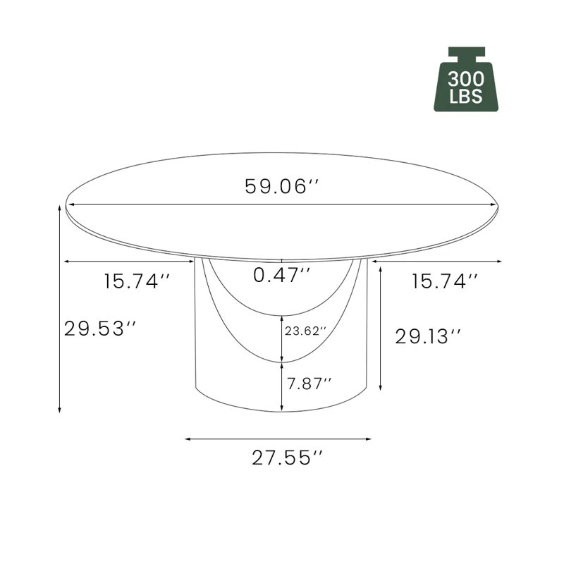 Table de salle à manger moderne en pierre frittée moderne avec base piédestal, pré-assemblé, Noir, 29.53"H x 59"L x 59"W