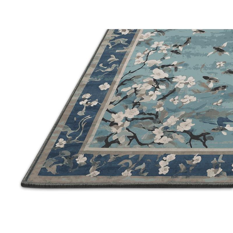 Tapis gris soyeux et moelleux, Rectangle 7 pi x 9 pi
