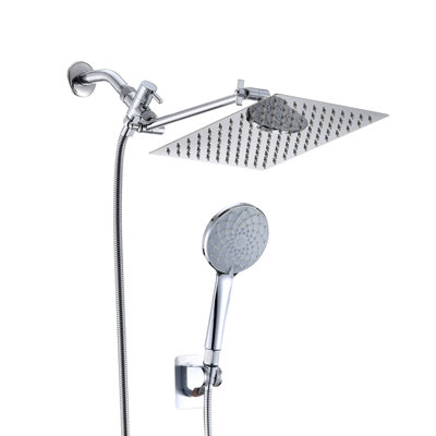 Shower Head Bundle: 10 Inch Rainfall & Handheld With 11 Arm, 6 Settings, Leak Design, Corrosion Stainless Steel, Wall Mounted Square Assortment: Modes, Clogging,