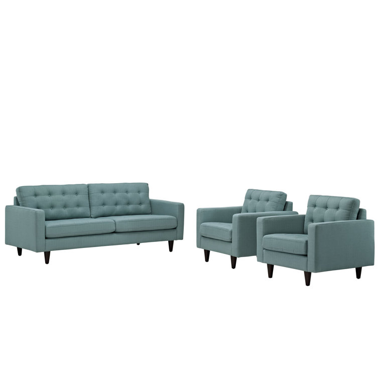 Ensemble de canapé et fauteuils en cuir Empress