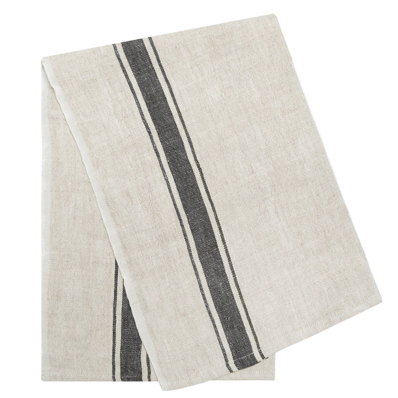 Marseille Striped Tea Towel, Black/Natural