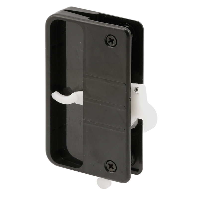 Black Plastic Screen Door Latch and Pull with Security Lock, for Anjac Doors (Single Pack)