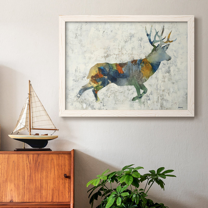Cerf totem - Toile tendue avec châssis rustique, Blanc, H 26 po x l 38 po x P 1,5 po