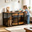 Cage à chien double de 47,2 pouces avec porte latérale, structure en métal lourd et en bois.