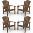 HDPE Plastic Stackable Adirondack Chairs with Cup Holders, All-Weather Outdoor Patio Chairs (Set of 4)
