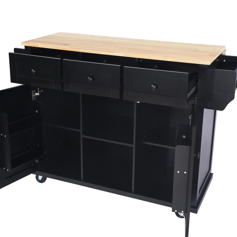 Space Kitchen Cart With Metal Support And Drawer Storage Black Cabinet Frame - Drop, Black