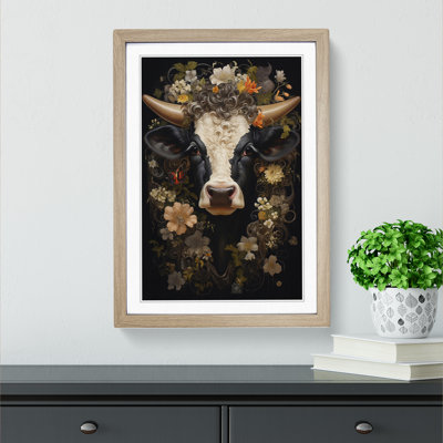 Cow Baroque - Single Picture Frame Print on Wood