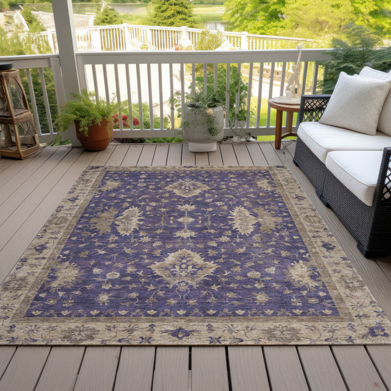 Machine Washable Indoor/Outdoor Xhevrie Purple Rug, Rectangle 5' x 7'6"