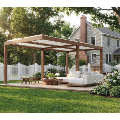 Pergola d'extérieur 12 'x 20' avec toit réglable, cadre en aluminium renforcé et système de drainage intégré