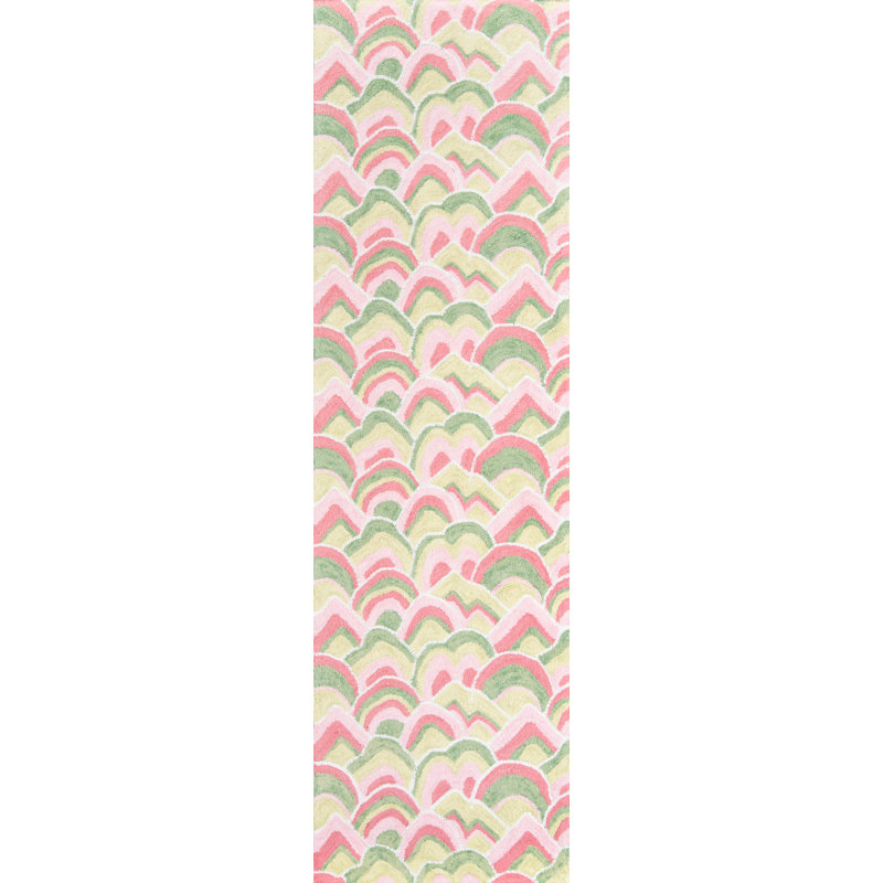 Tapis rose en coton crocheté à la main club de nuages Embrace, Tapis de couloir 2 pi 3 po x 8 pi