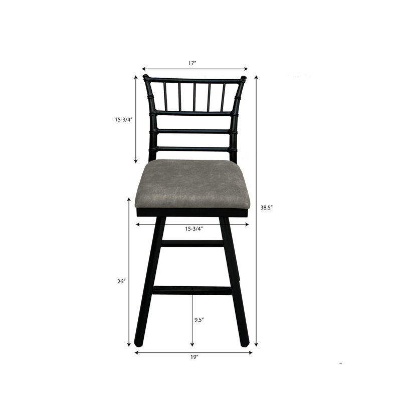 Naomi Swivel Upholstered 26'' Counter Stool with Aluminum Frame ( Set of 2), Green