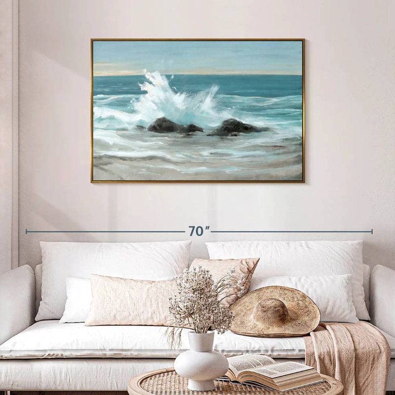 Crashing Wave II, Cadre flottant doré, 43 po x 29 po