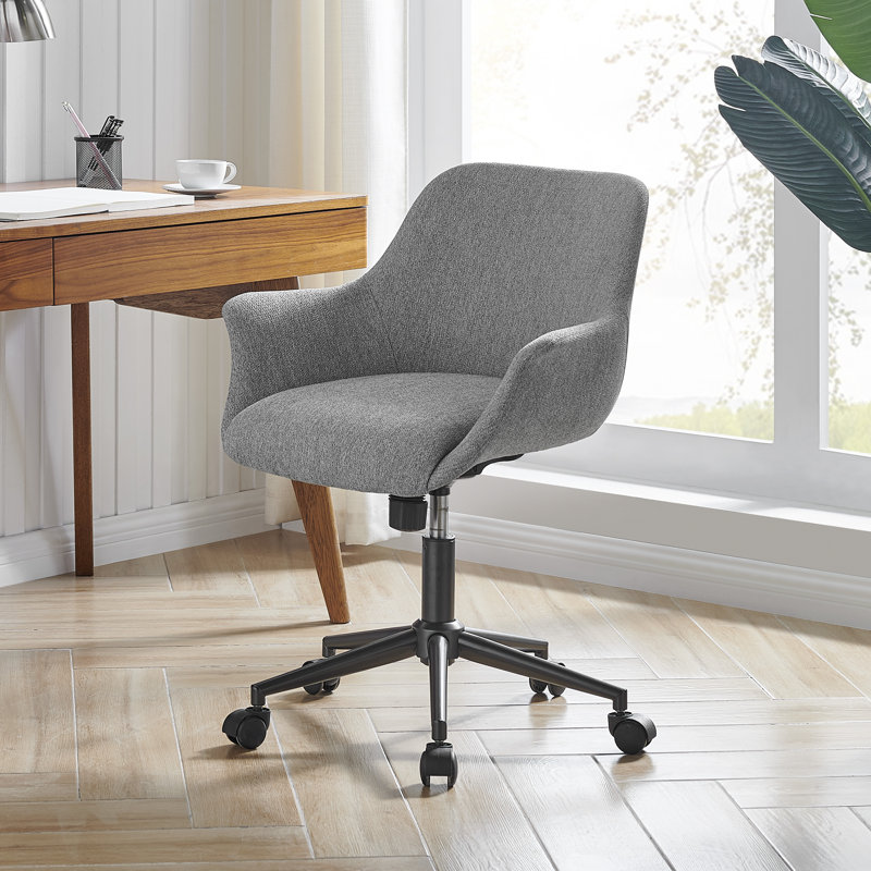 Palina Swivel Office Chair with Padded Arms, Strata Gray