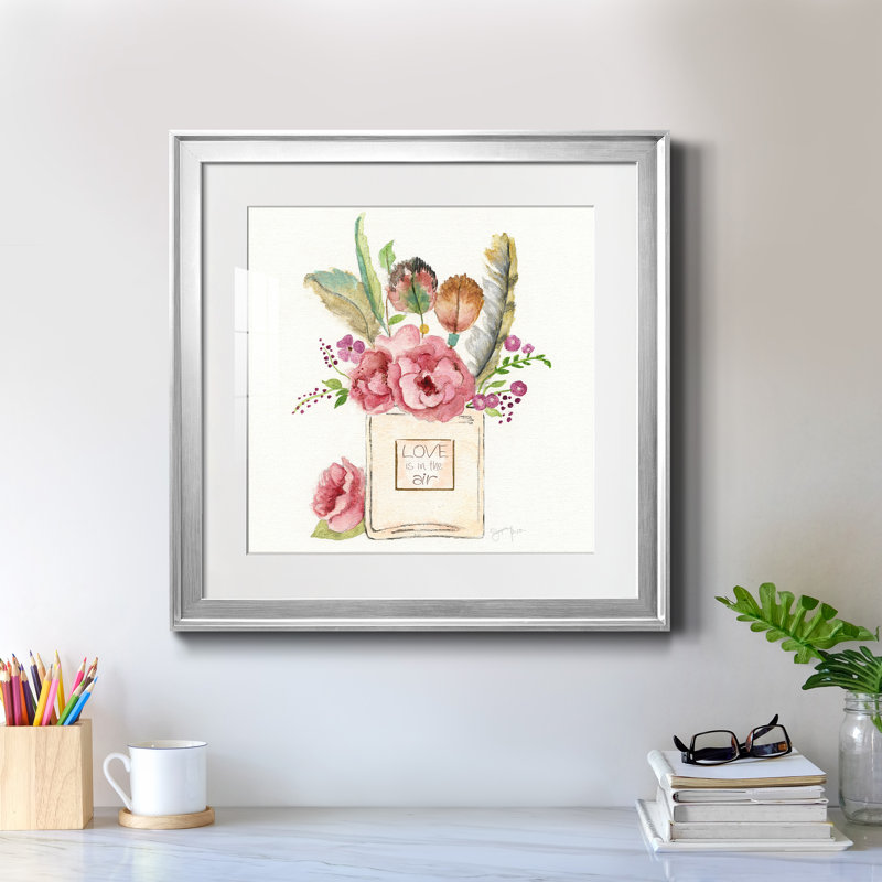 Boho Bouquet II - peinture encadrée, Cadre argenté, H 17,5 po x l 17,5 po x P 1,5 po