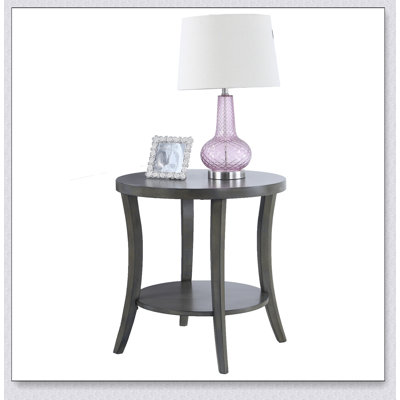 Perth Contemporary Oval Shelf End Table, Gray