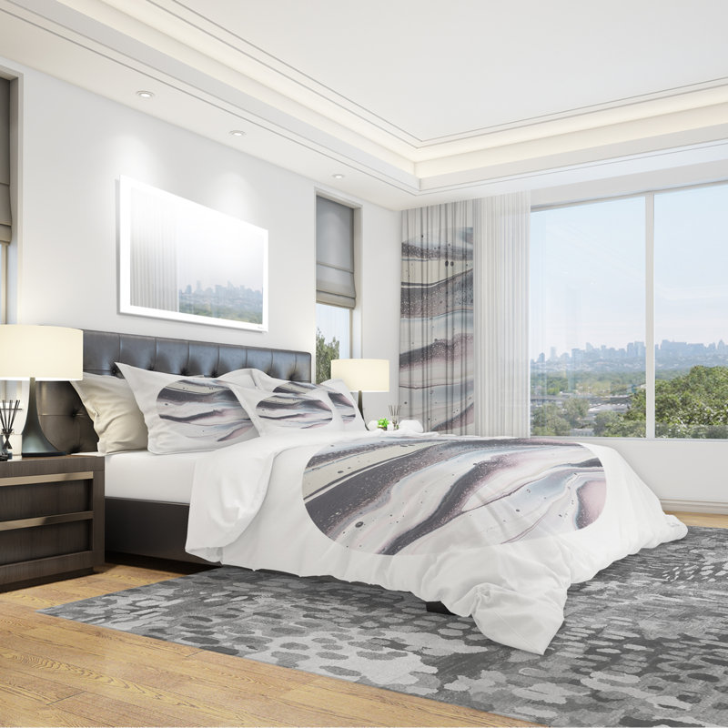 Cercle Marble II - ensemble de housse de couette géométrique moderne - microfibre de polyester