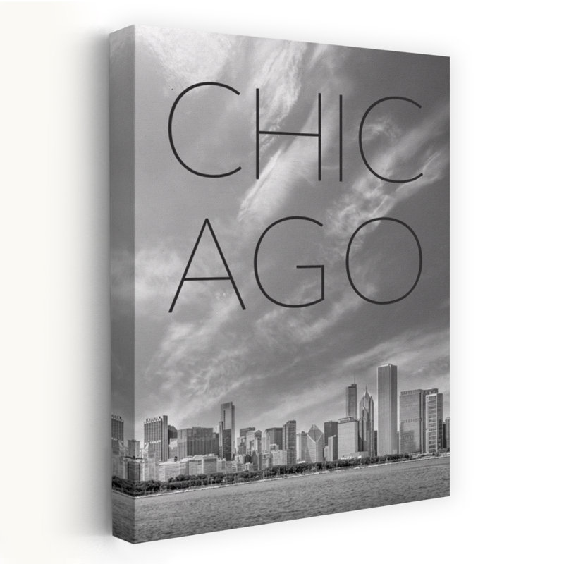 Chicago Skyline Text Minimalist Abstract Architecture City Wall Art by Melanie Viola - Wrapped Canvas Print