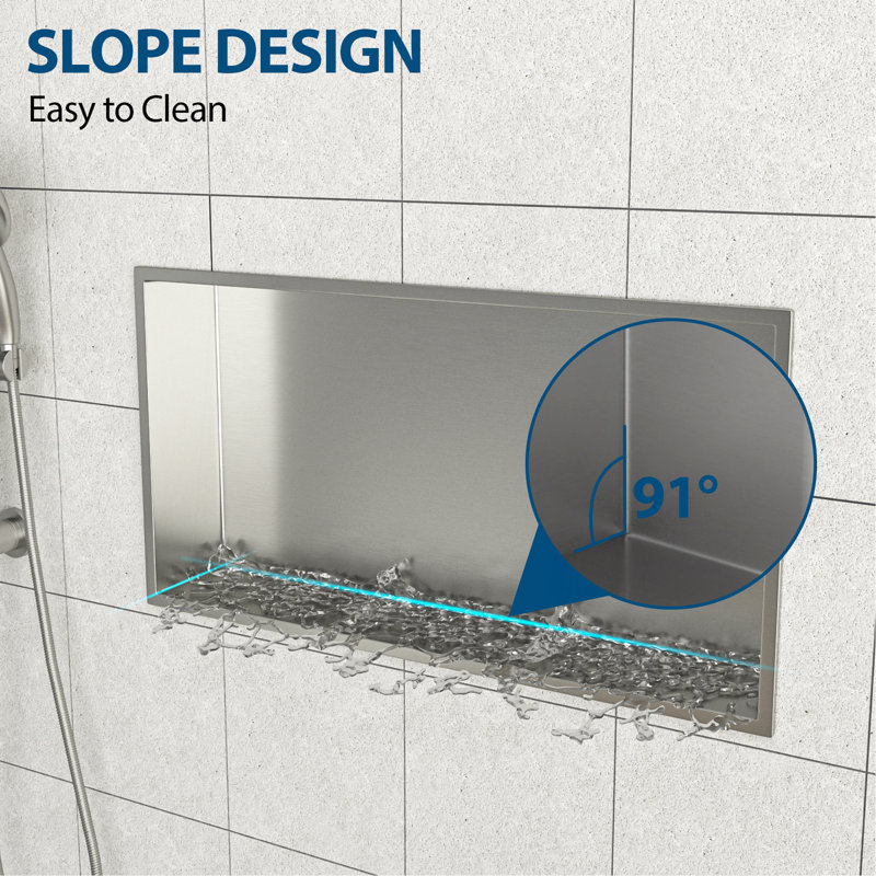 25" X 13" Stainless Steel Shower Niche, Nickel brossé