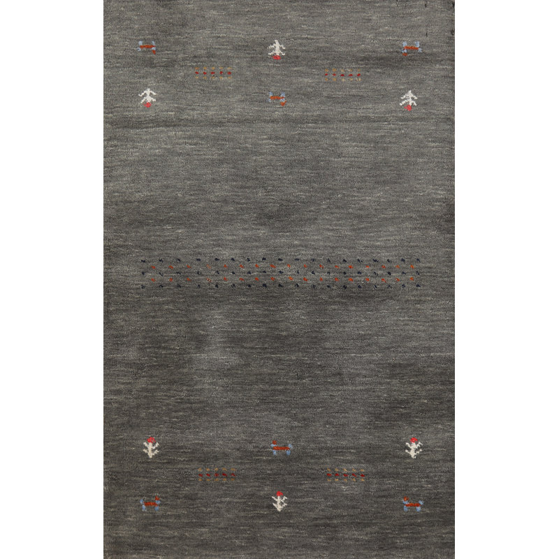 Handmade Gray Wool Gabbeh Oriental Rug 3x5